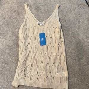 Cupshe Cream Openwork Knit V-Neck Tank